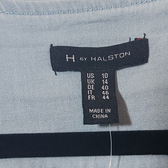 H By Halston Chambray Jacket Blue Denim Shacket Silver Zipper Women's Size 10 - Picture 3 of 4